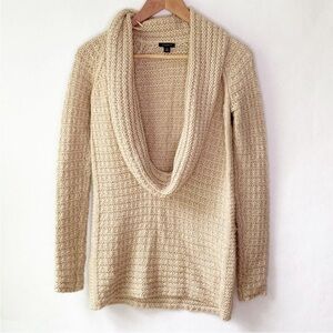 Ann Taylor Women’s‎ XS Tan Waffle Knit Cowl Neck Sweater Cozycore Comfy